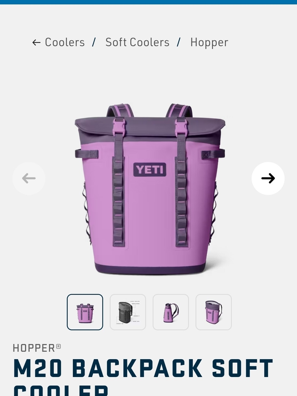 Yeti M20 Hopper Backpack Soft Cooler - Lavender and Dark Purple Accents